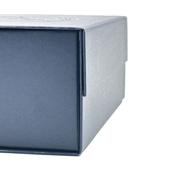 Slate Blue Circular Logo Collapsible Gourmet Food Gift Box