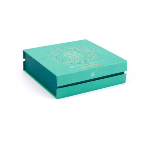 Turquoise Dotted Collapsible Gourmet Food Gift Box with Dividers Turquoise Dotted Collapsible Gourmet Food Gift Box with Dividers