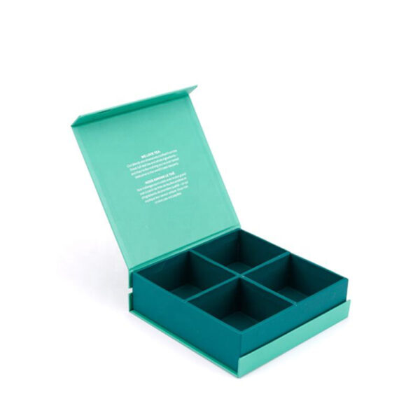 Turquoise Dotted Collapsible Gourmet Food Gift Box with Dividers