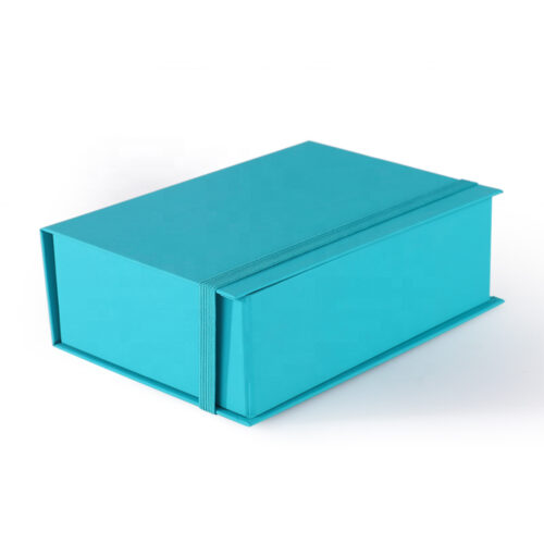 Turquoise Elastic Band Perfume Collapsible Gift Box with Gold Interior Turquoise Elastic Band Perfume Collapsible Gift Box with Gold Interior
