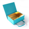 Turquoise Elastic Band Perfume Collapsible Gift Box with Gold Interior