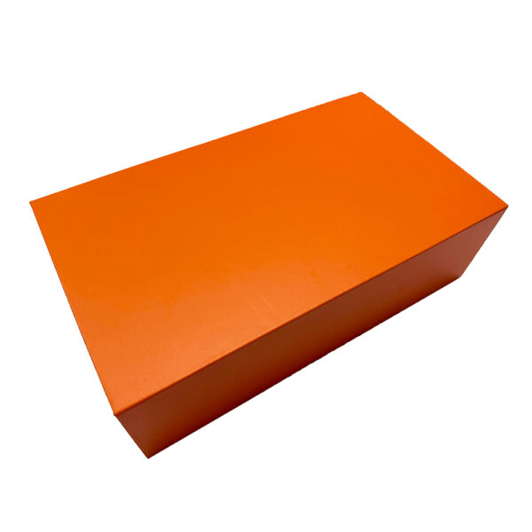 Vibrant Orange Collapsible Gift Box with Red Rose Inserts
