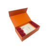 Vibrant Orange Collapsible Gift Box with Red Rose Inserts