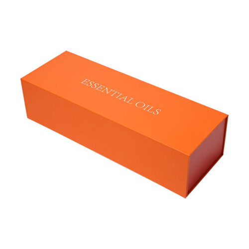 Vibrant Orange Essential Oil Collapsible Gift Box with Printed Logo
