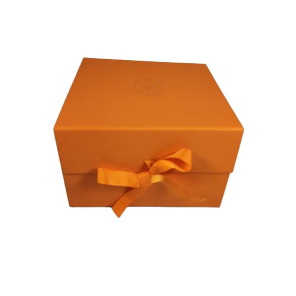 Vibrant Orange Ribbon-Tie Collapsible Corporate Gift Box