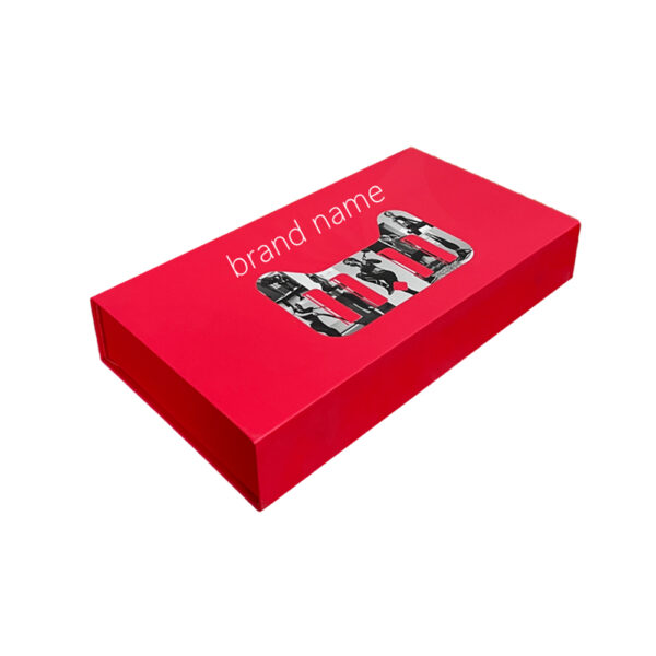 Vibrant Red Graphic-Print Collapsible Promotional Gift Box