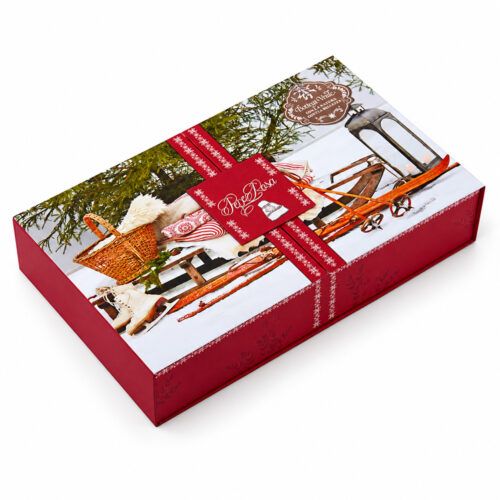 Vintage Winter Ski Scene Holiday Collapsible Gift Box Vintage Winter Ski Scene Holiday Collapsible Gift Box