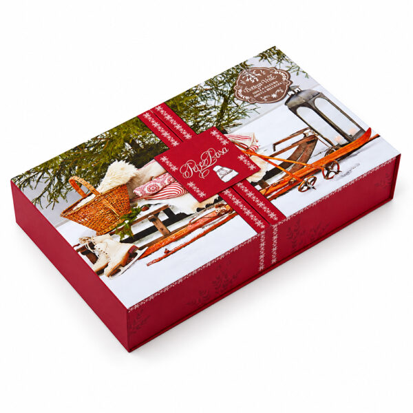 Vintage Winter Ski Scene Holiday Collapsible Gift Box