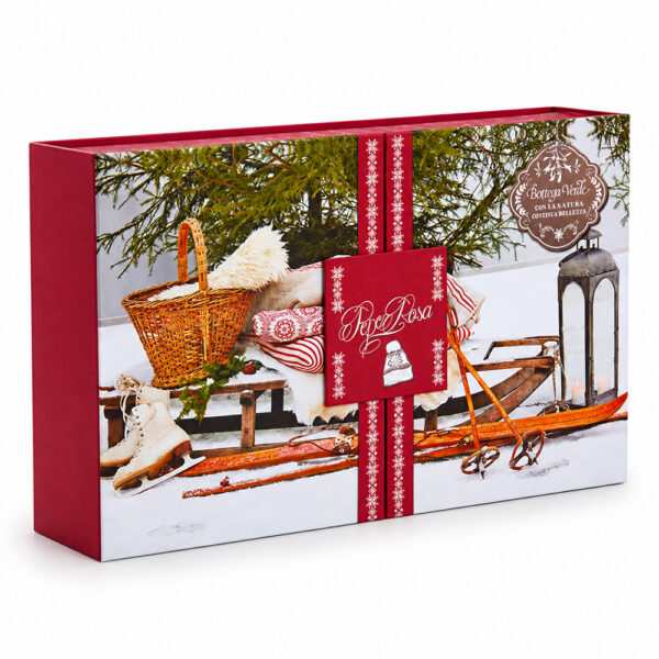 Vintage Winter Ski Scene Holiday Collapsible Gift Box