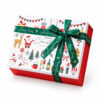 Whimsical Christmas Icons Collapsible Gift Box with Green Bow