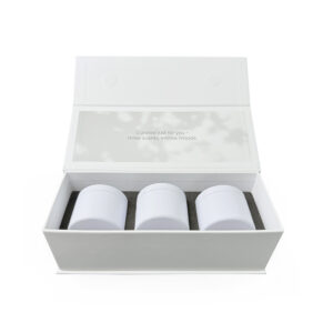 White Cloud-Print Three-Jar Collapsible Candle Gift Box