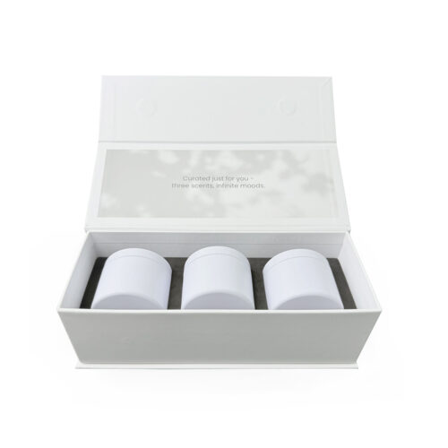 White Cloud-Print Three-Jar Collapsible Candle Gift Box