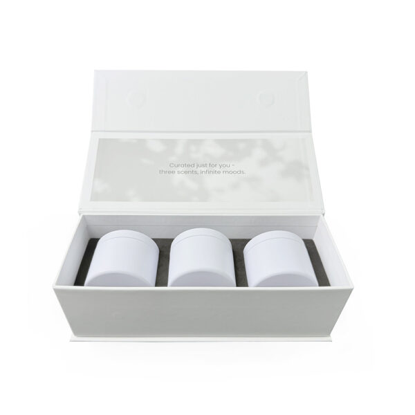 White Cloud-Print Three-Jar Collapsible Candle Gift Box White Cloud-Print Three-Jar Collapsible Candle Gift Box