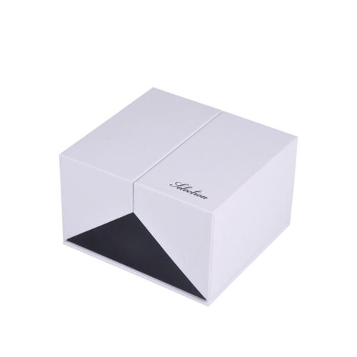 White Double-Door Collapsible Watch Gift Box with Black Insert White Double-Door Collapsible Watch Gift Box with Black Insert