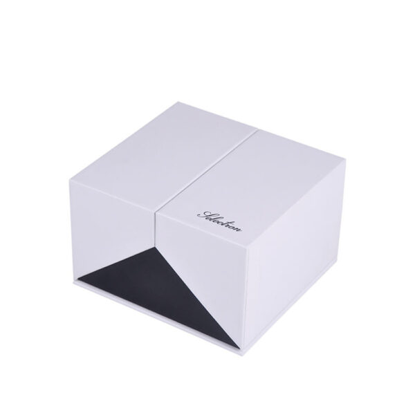 White Double-Door Collapsible Watch Gift Box with Black Insert White Double-Door Collapsible Watch Gift Box with Black Insert