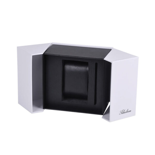 White Double-Door Collapsible Watch Gift Box with Black Insert White Double-Door Collapsible Watch Gift Box with Black Insert
