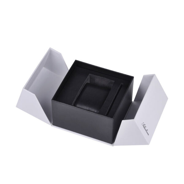 White Double-Door Collapsible Watch Gift Box with Black Insert White Double-Door Collapsible Watch Gift Box with Black Insert