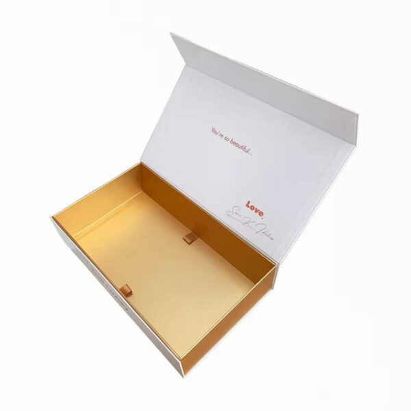 White Gold Collapsible Cosmetic Gift Box with Pull Tabs