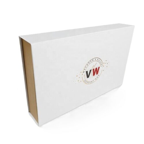White & Gold Collapsible Macaron Gift Box with Clear Tray White & Gold Collapsible Macaron Gift Box with Clear Tray