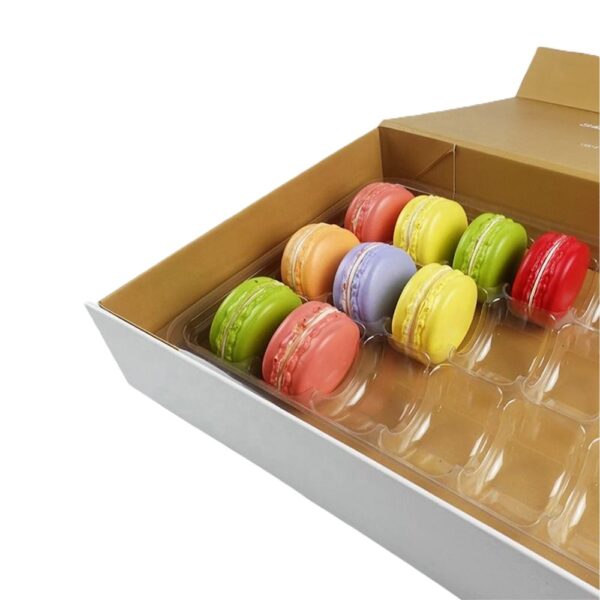 White & Gold Collapsible Macaron Gift Box with Clear Tray White & Gold Collapsible Macaron Gift Box with Clear Tray