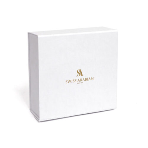 White Linen Texture Gold Logo Skincare Collapsible Gift Box