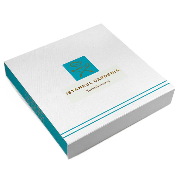 White & Teal Collapsible Gourmet Food Gift Box for Pastries