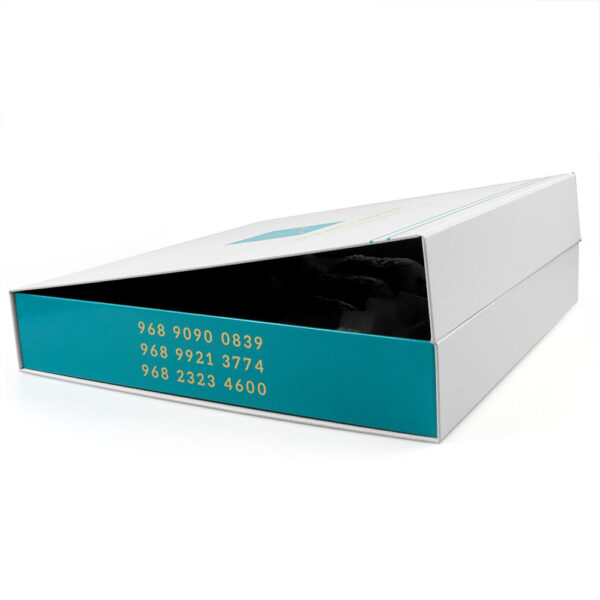 White & Teal Collapsible Gourmet Food Gift Box for Pastries